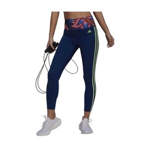Adidas x Farm Rio 7/8 Leggings Women's XS Blue AEROREADY Training Athletic NWT